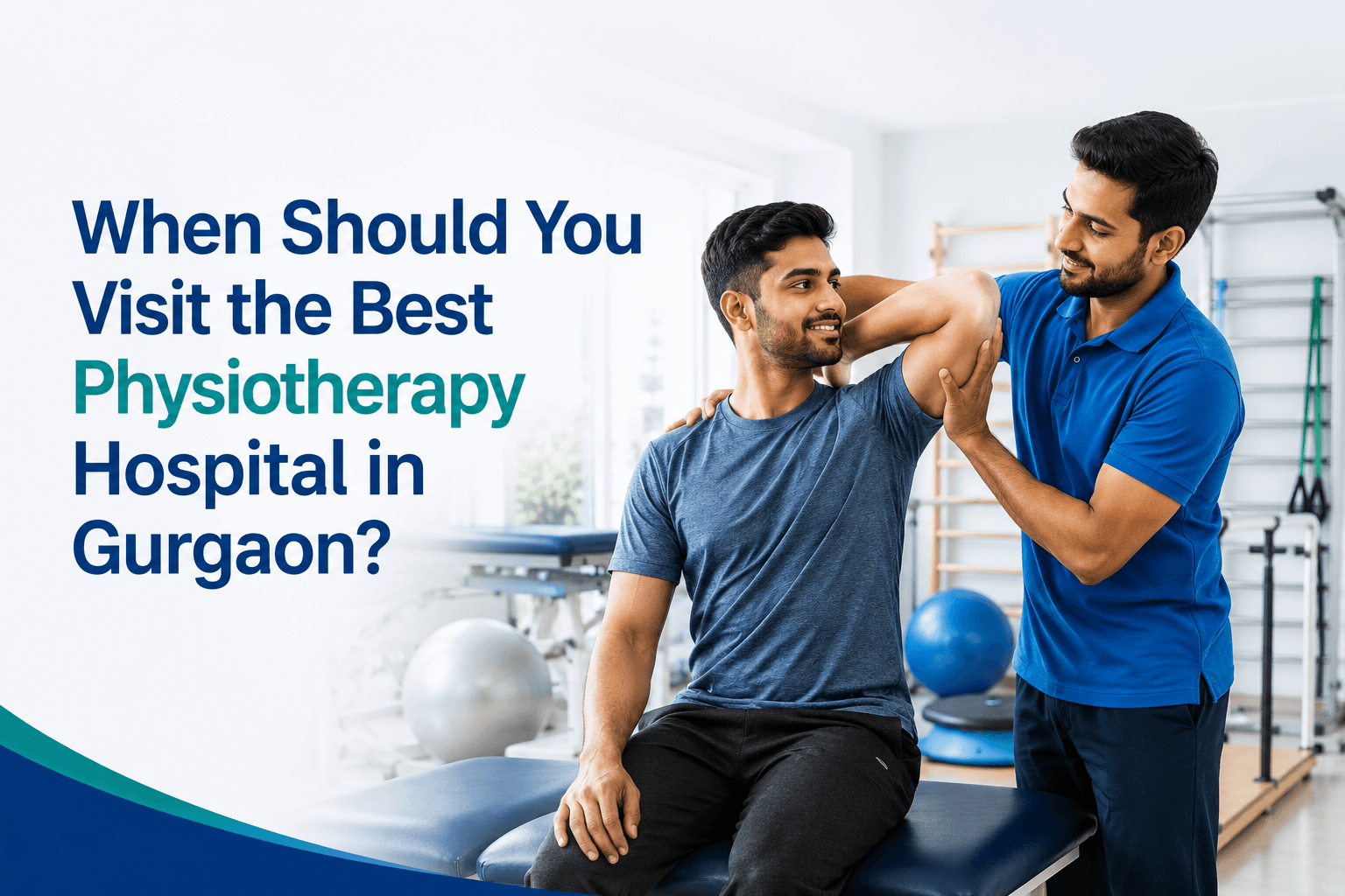 Professional physiotherapist assisting a patient during shoulder therapy at a modern physiotherapy hospital in Gurgaon.